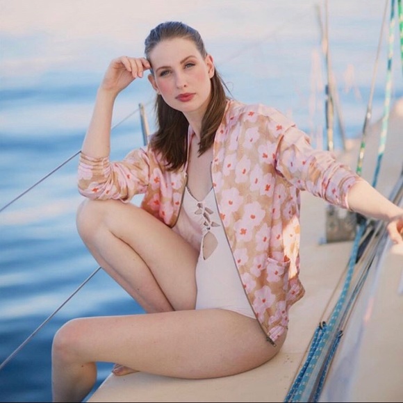 acacia swimwear Jackets & Blazers - Acacia Swimwear Bomber Jacket Capsule Mahalo L NWT